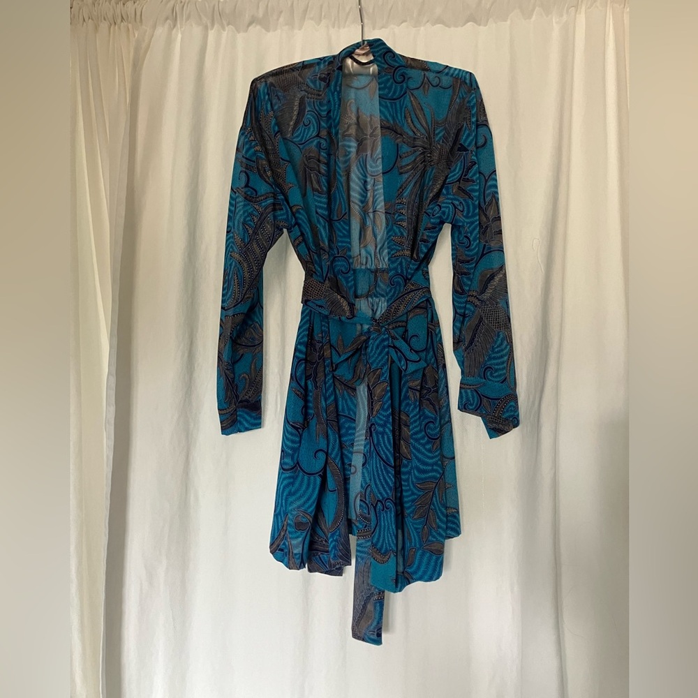 Victoria's Secret Blue and Gold Flower & Phoenix Robe ONE SIZE